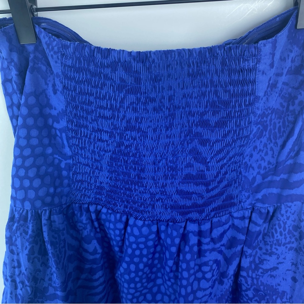 Express Blue Gauze Animal Print Strapless Minidress Medium - Picture 4 of 9